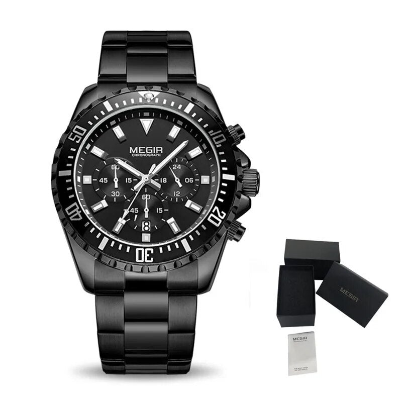 Luxury Men Business Quartz Watch Stainless Steel Bracelet Chronograph Male Military Wristwatch Clock Relogio Masculino 2064