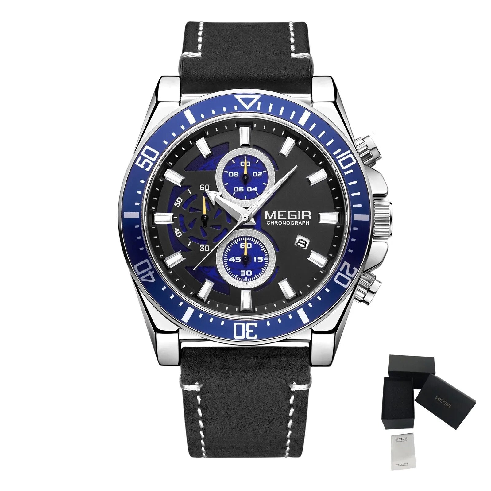 Fashion Watches for Men Leather Strap Sport Military Wristwatch Man Quartz Watch Waterproof Chronograph with Calendar 2132