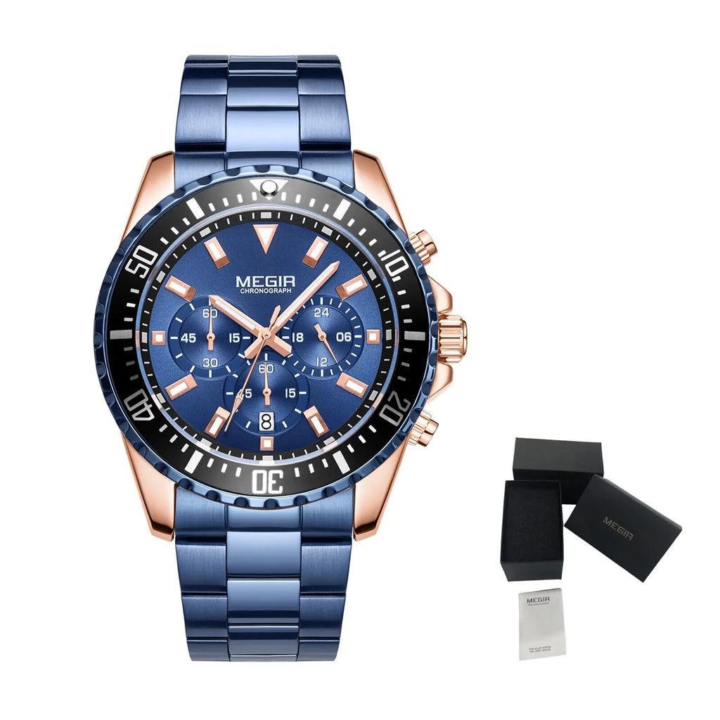 Luxury Men Business Quartz Watch Stainless Steel Bracelet Chronograph Male Military Wristwatch Clock Relogio Masculino 2064