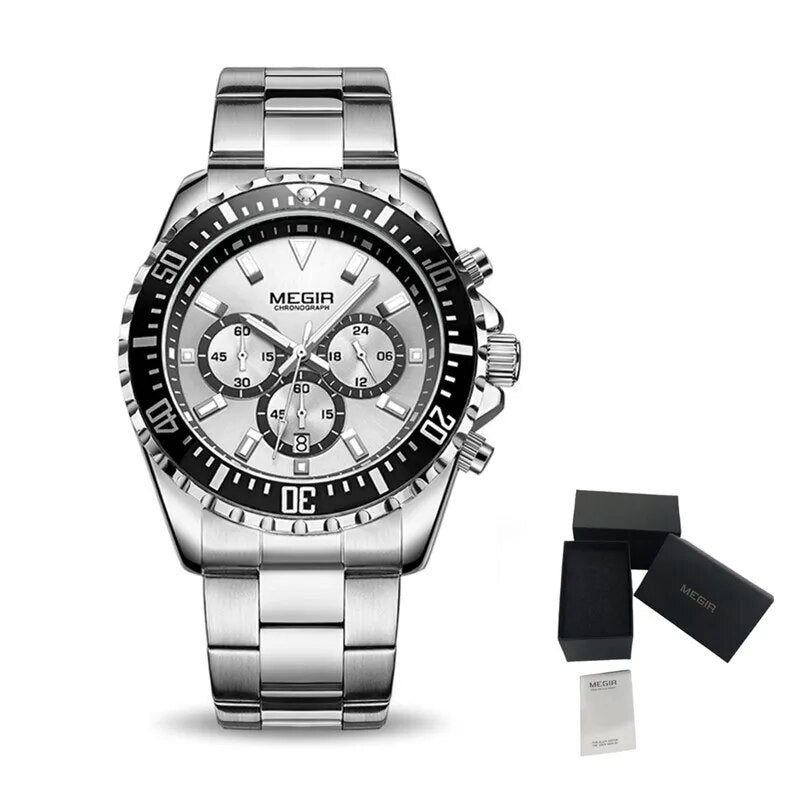 Luxury Men Business Quartz Watch Stainless Steel Bracelet Chronograph Male Military Wristwatch Clock Relogio Masculino 2064