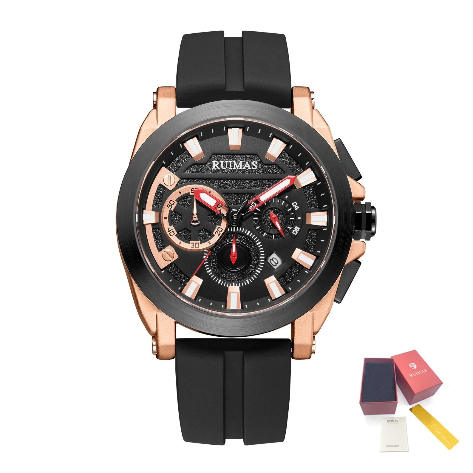 RUIMAS Relogio Masculino Luxury Silicone Band Large Dial Mens Sports Watch Waterproof Luminous Date WristWatch Quartz Clock 580