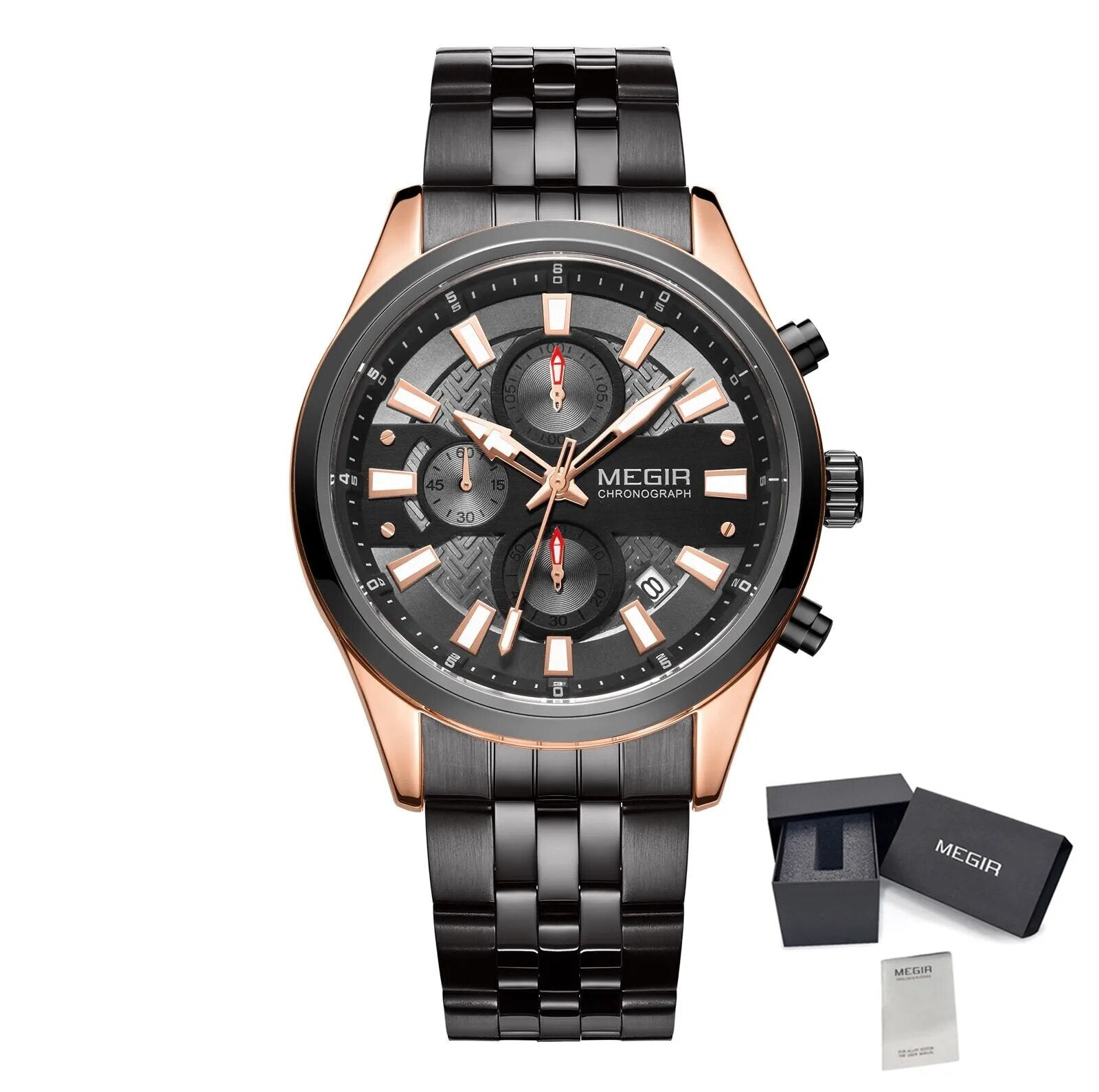 Fashion Men Watches Luxury Business Wristwatch Stainless Steel Quartz Watch Calendar Luminous Man Clock Relogio Masculino 2154