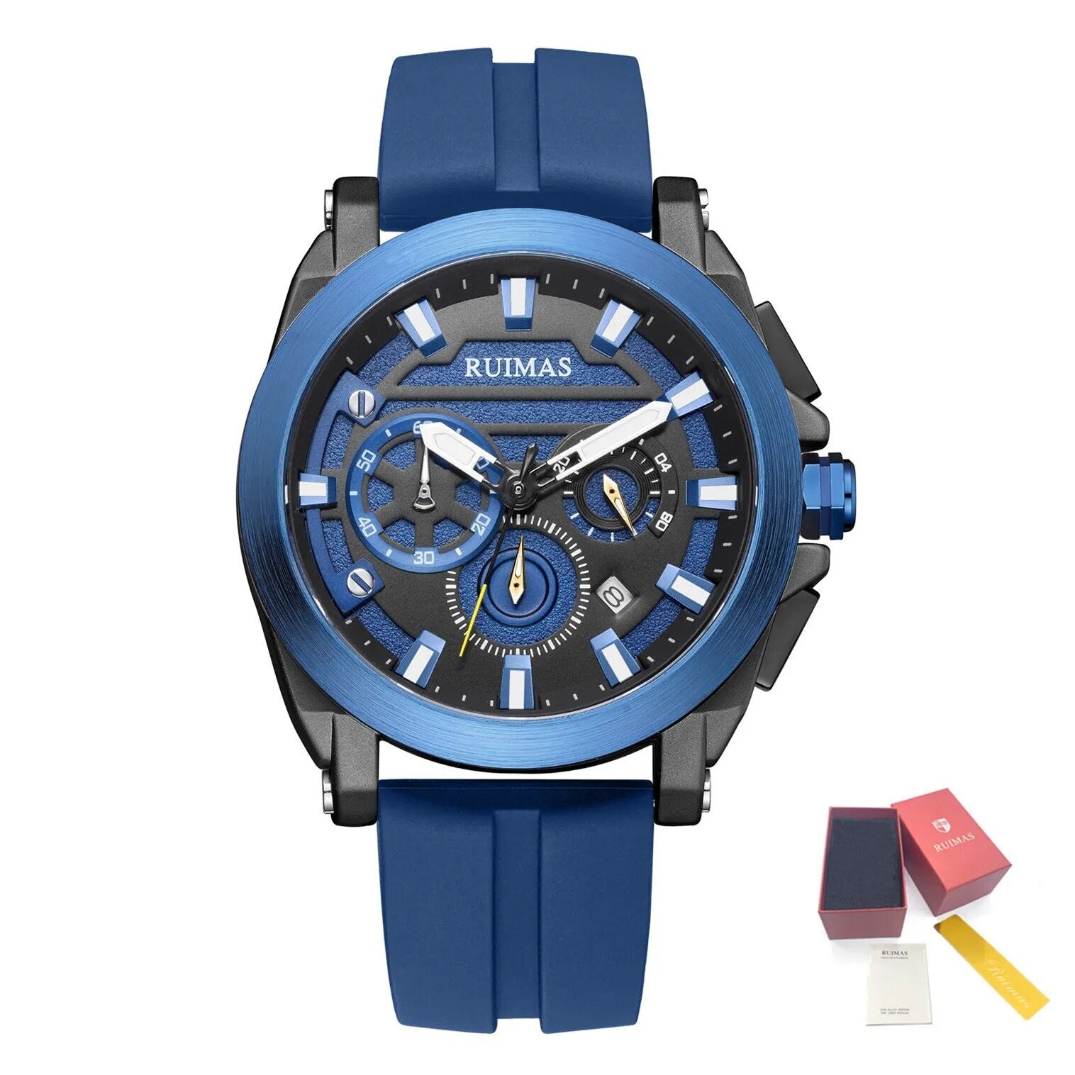 RUIMAS Relogio Masculino Luxury Silicone Band Large Dial Mens Sports Watch Waterproof Luminous Date WristWatch Quartz Clock 580