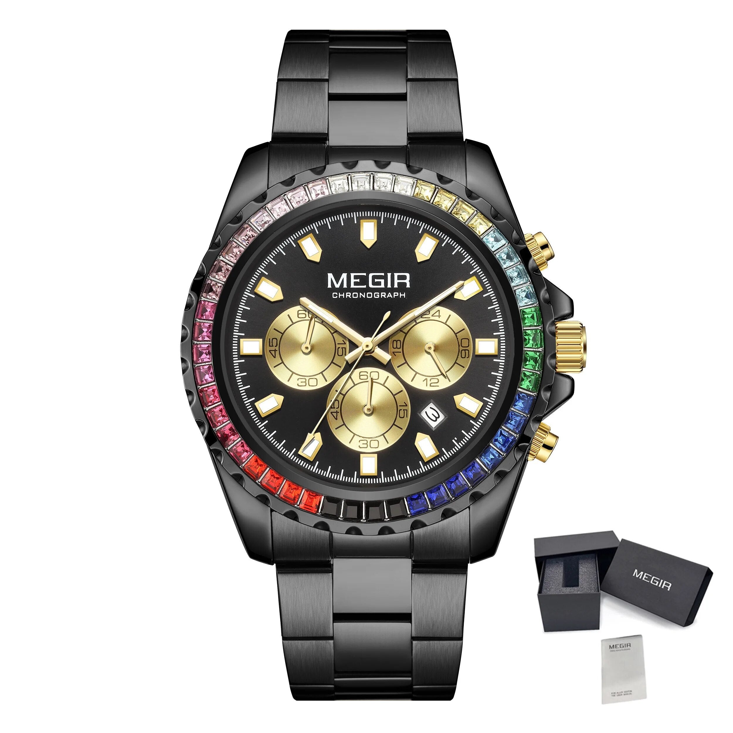 Men Watches Luxury Military Quartz Wristwatch Waterproof Stainless Steel Strap Business Watch Chronograph Date Clock Relogio Masculino 2227