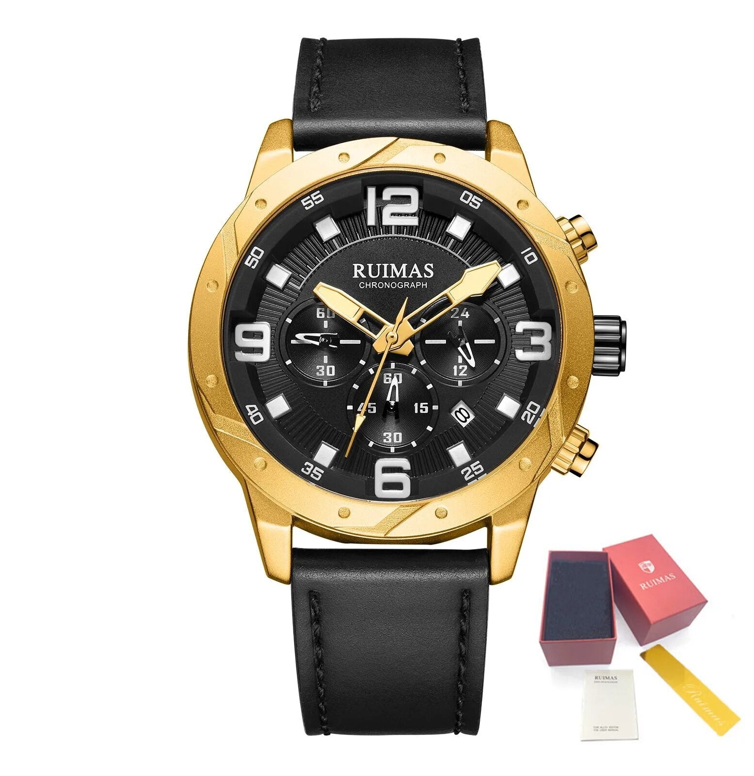 Men Quartz Watch Leather Sport Military Wristwatch Waterproof Clock with Auto Date 595