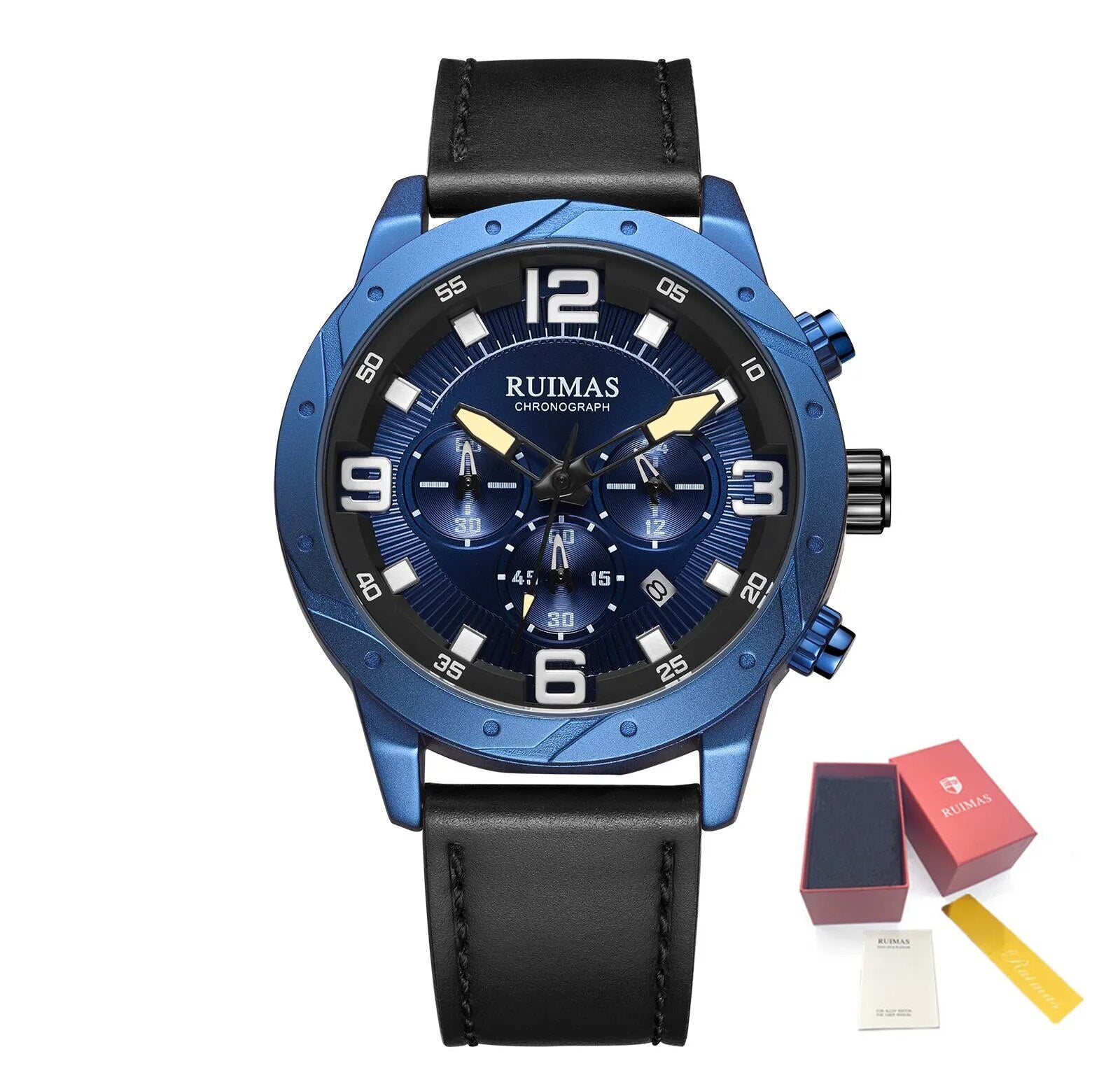Men Quartz Watch Leather Sport Military Wristwatch Waterproof Clock with Auto Date 595