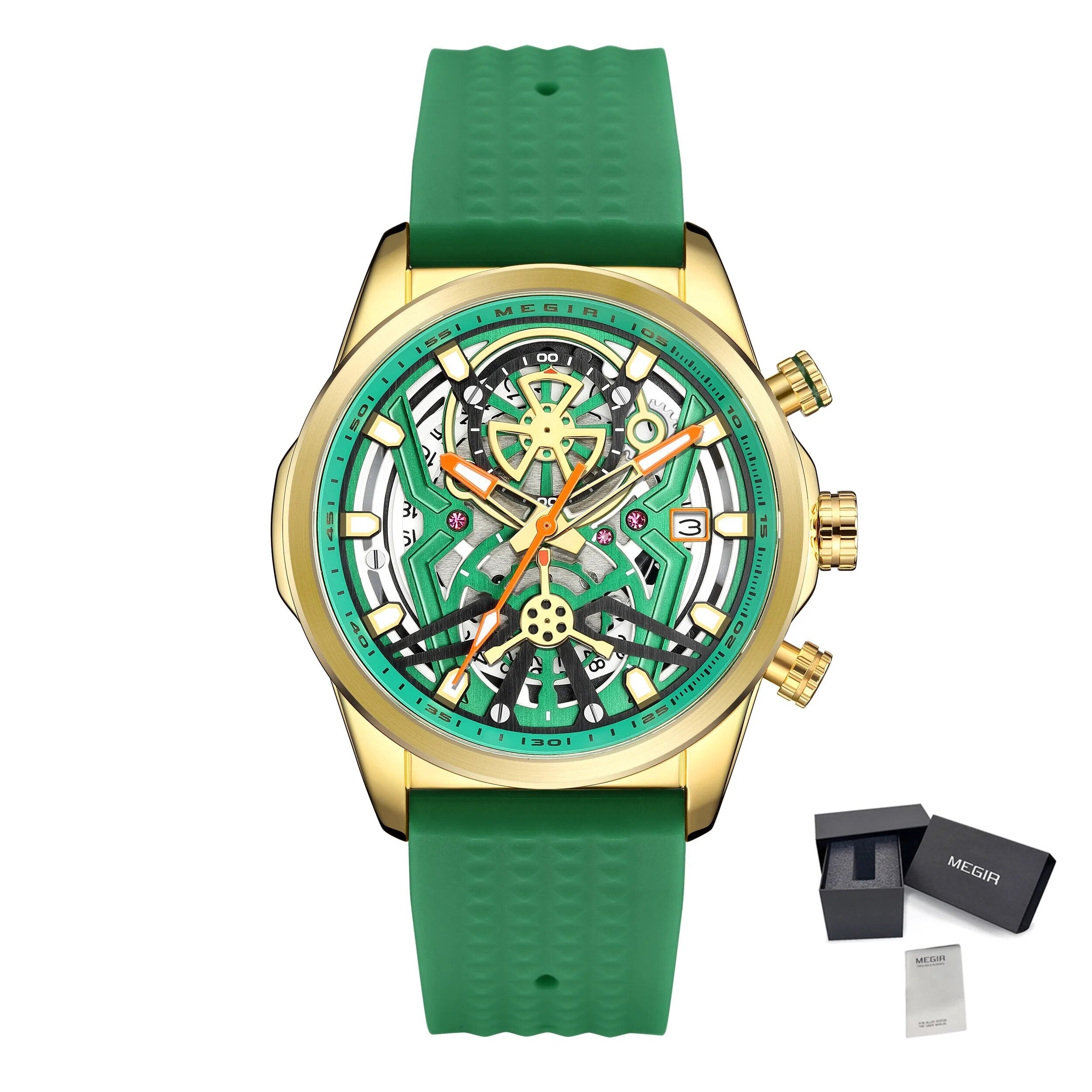 Men's Watch Chronograph Fashion Quartz Wristwatch Waterproof Luminous Sports Military Watches Clock with Auto Date 2235