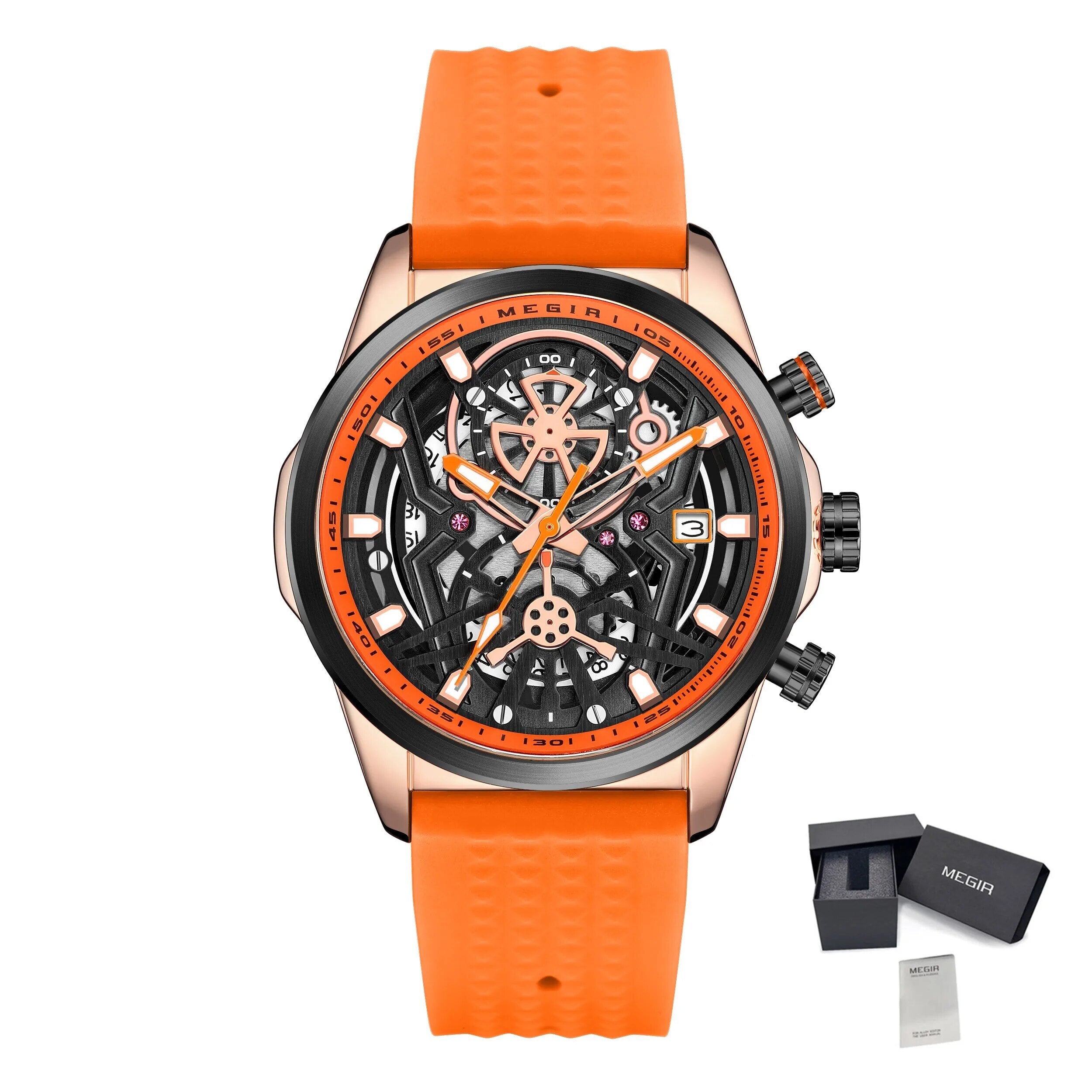 Men's Watch Chronograph Fashion Quartz Wristwatch Waterproof Luminous Sports Military Watches Clock with Auto Date 2235