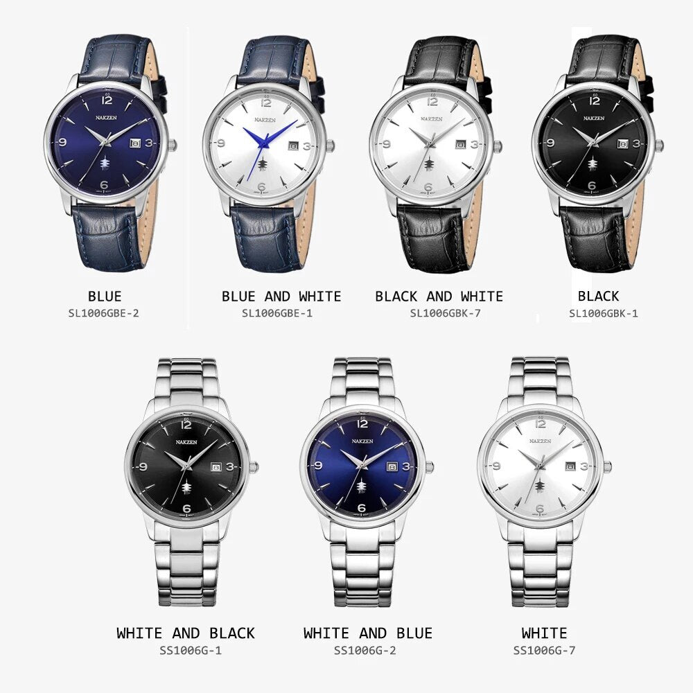 NAKZEN Male Casual Commerce Cool Watch Simple Wrist Watch Brand Luxury Men Quartz Watches Stainless Steel Waterproof Clock Gift 1006