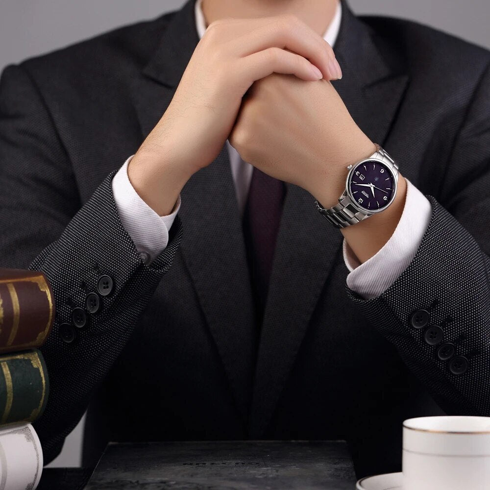 NAKZEN Male Casual Commerce Cool Watch Simple Wrist Watch Brand Luxury Men Quartz Watches Stainless Steel Waterproof Clock Gift 1006