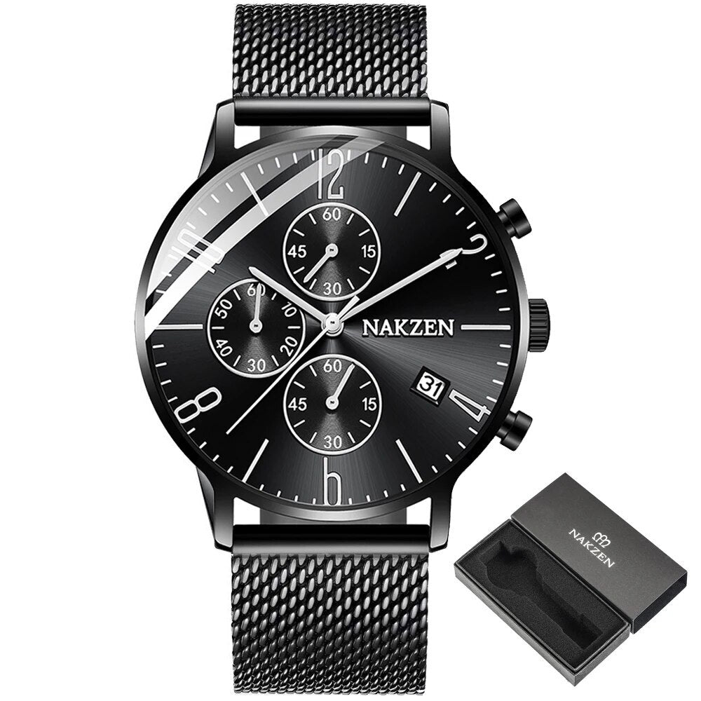Luxury Quartz Watches Men Brand NAKZEN Men's Business Sport Watch Waterproof Chronograph Wristwatches Relogio Masculino 5056
