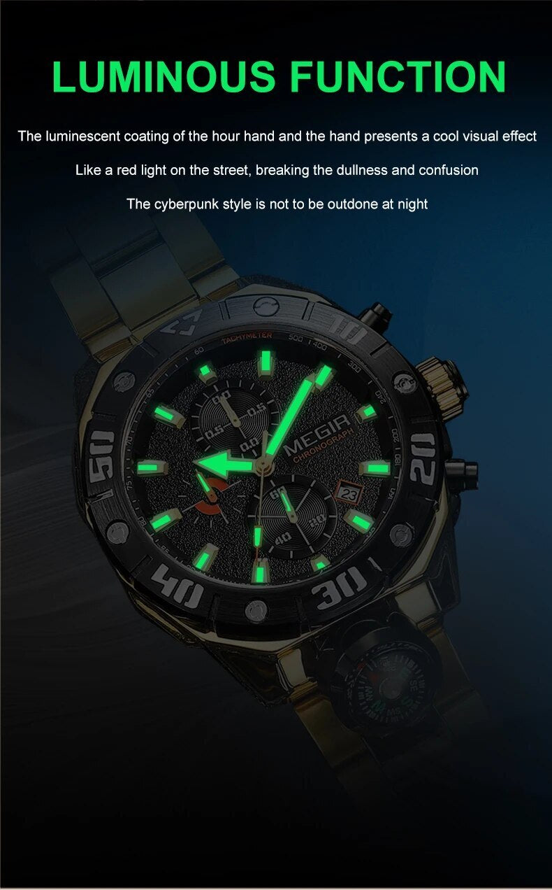 Men  Watch Top Brand Luxury Business Quartz Watches Chronograph Stainless Steel Calendar Luminous Clock WristWatch Montre Homme 2219