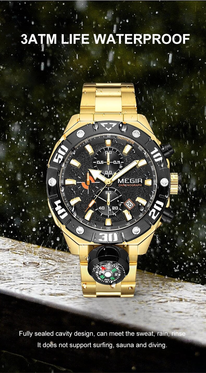 Men  Watch Top Brand Luxury Business Quartz Watches Chronograph Stainless Steel Calendar Luminous Clock WristWatch Montre Homme 2219