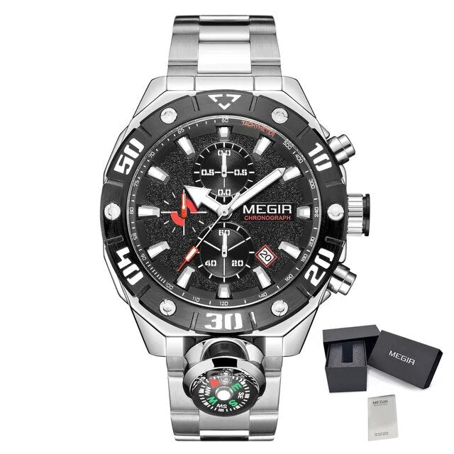 Men  Watch Top Brand Luxury Business Quartz Watches Chronograph Stainless Steel Calendar Luminous Clock WristWatch Montre Homme 2219