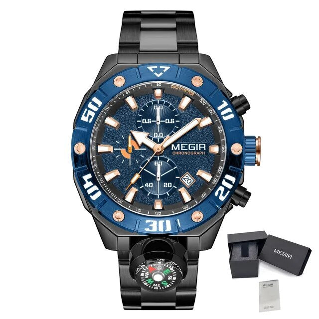 Men  Watch Top Brand Luxury Business Quartz Watches Chronograph Stainless Steel Calendar Luminous Clock WristWatch Montre Homme 2219
