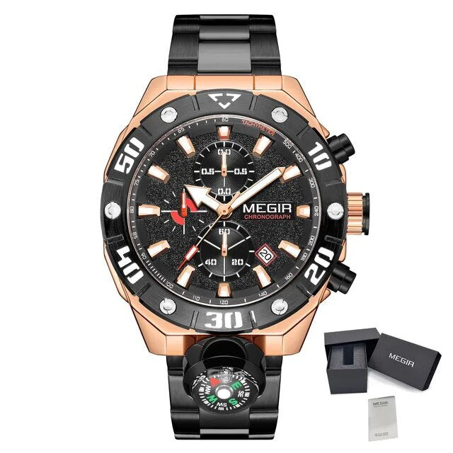 Men  Watch Top Brand Luxury Business Quartz Watches Chronograph Stainless Steel Calendar Luminous Clock WristWatch Montre Homme 2219