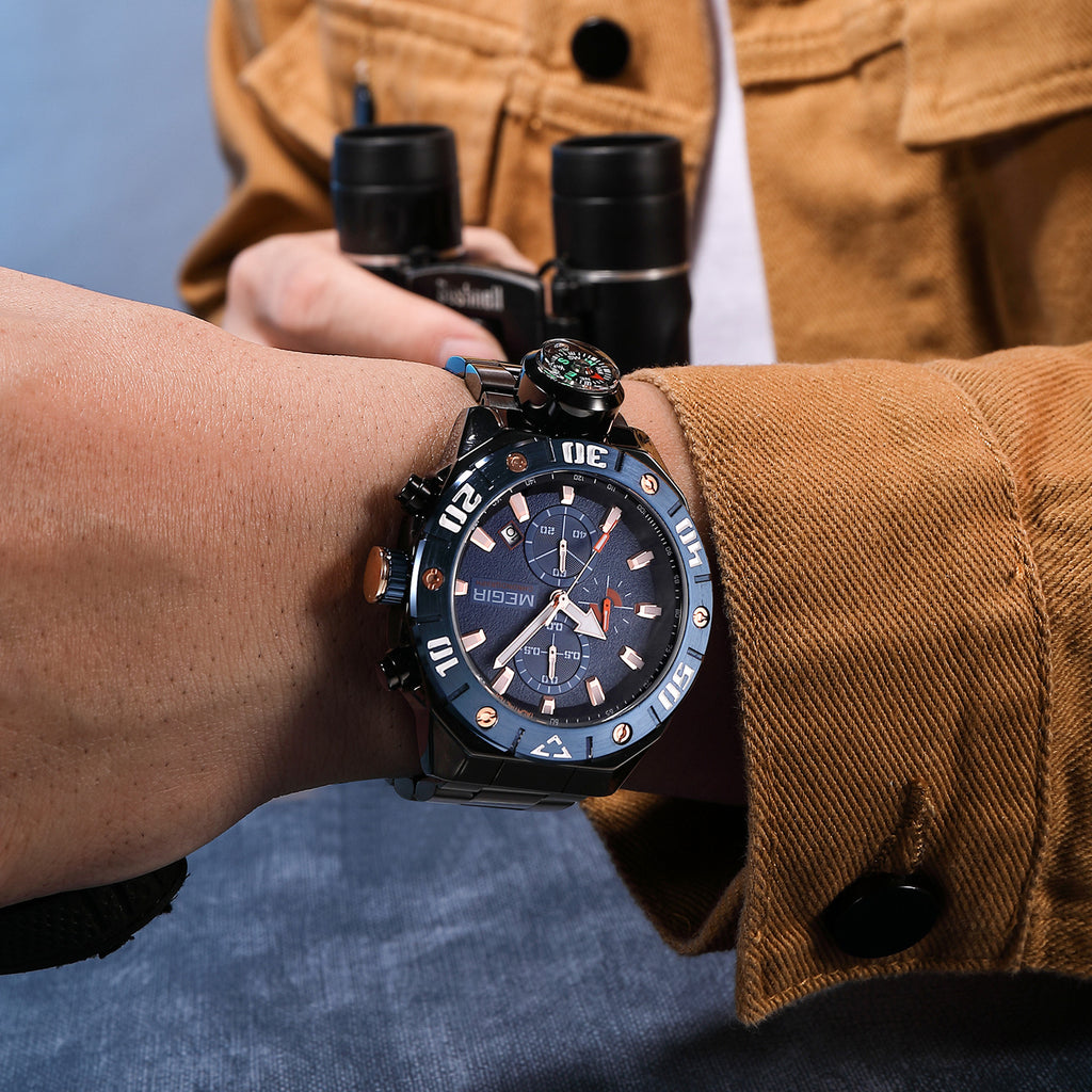 Men  Watch Top Brand Luxury Business Quartz Watches Chronograph Stainless Steel Calendar Luminous Clock WristWatch Montre Homme 2219