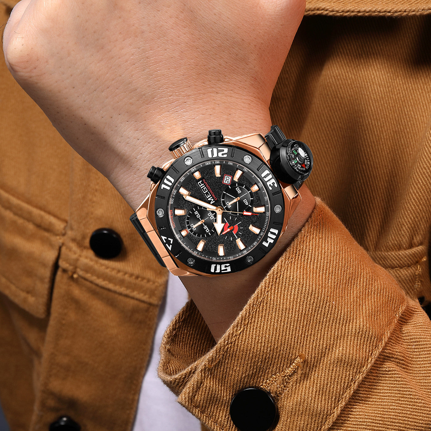 Men  Watch Top Brand Luxury Business Quartz Watches Chronograph Stainless Steel Calendar Luminous Clock WristWatch Montre Homme 2219