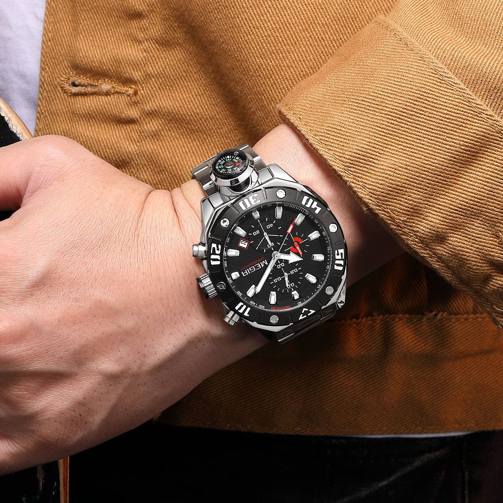 Men  Watch Top Brand Luxury Business Quartz Watches Chronograph Stainless Steel Calendar Luminous Clock WristWatch Montre Homme 2219