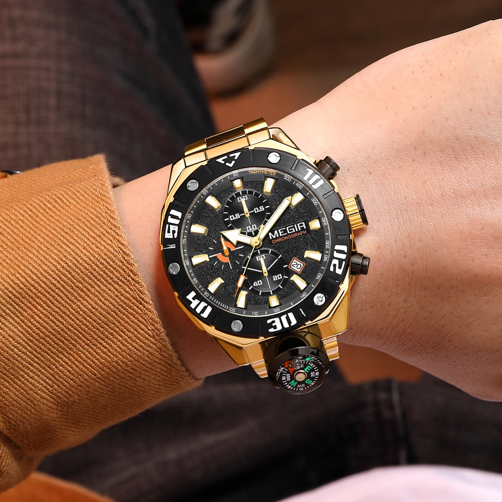 Men  Watch Top Brand Luxury Business Quartz Watches Chronograph Stainless Steel Calendar Luminous Clock WristWatch Montre Homme 2219