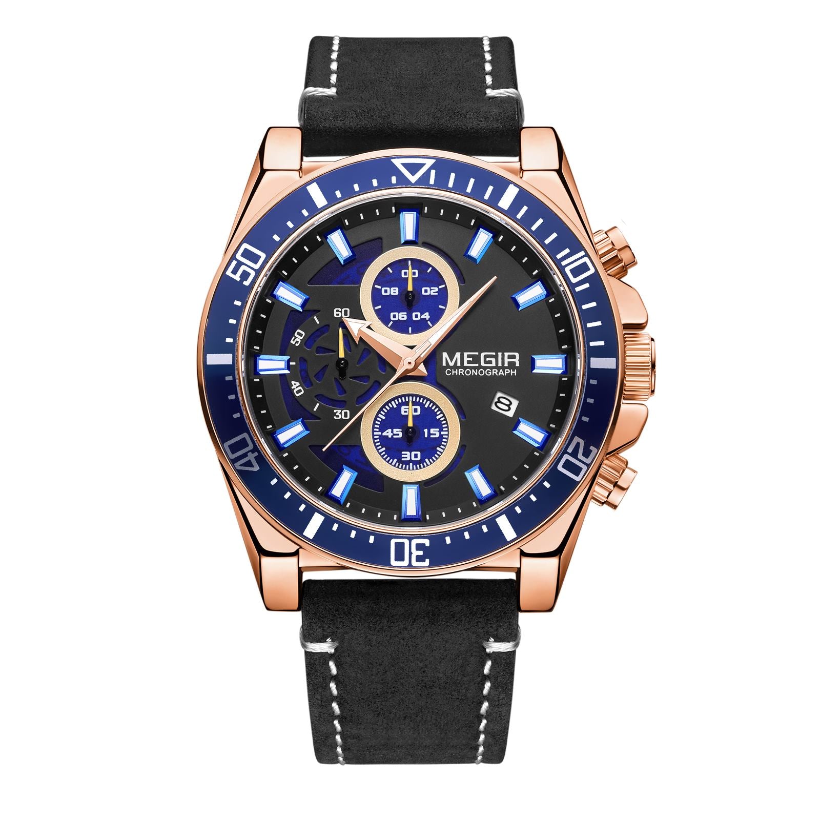 Fashion Watches for Men Leather Strap Sport Military Wristwatch Man Quartz Watch Waterproof Chronograph with Calendar 2132