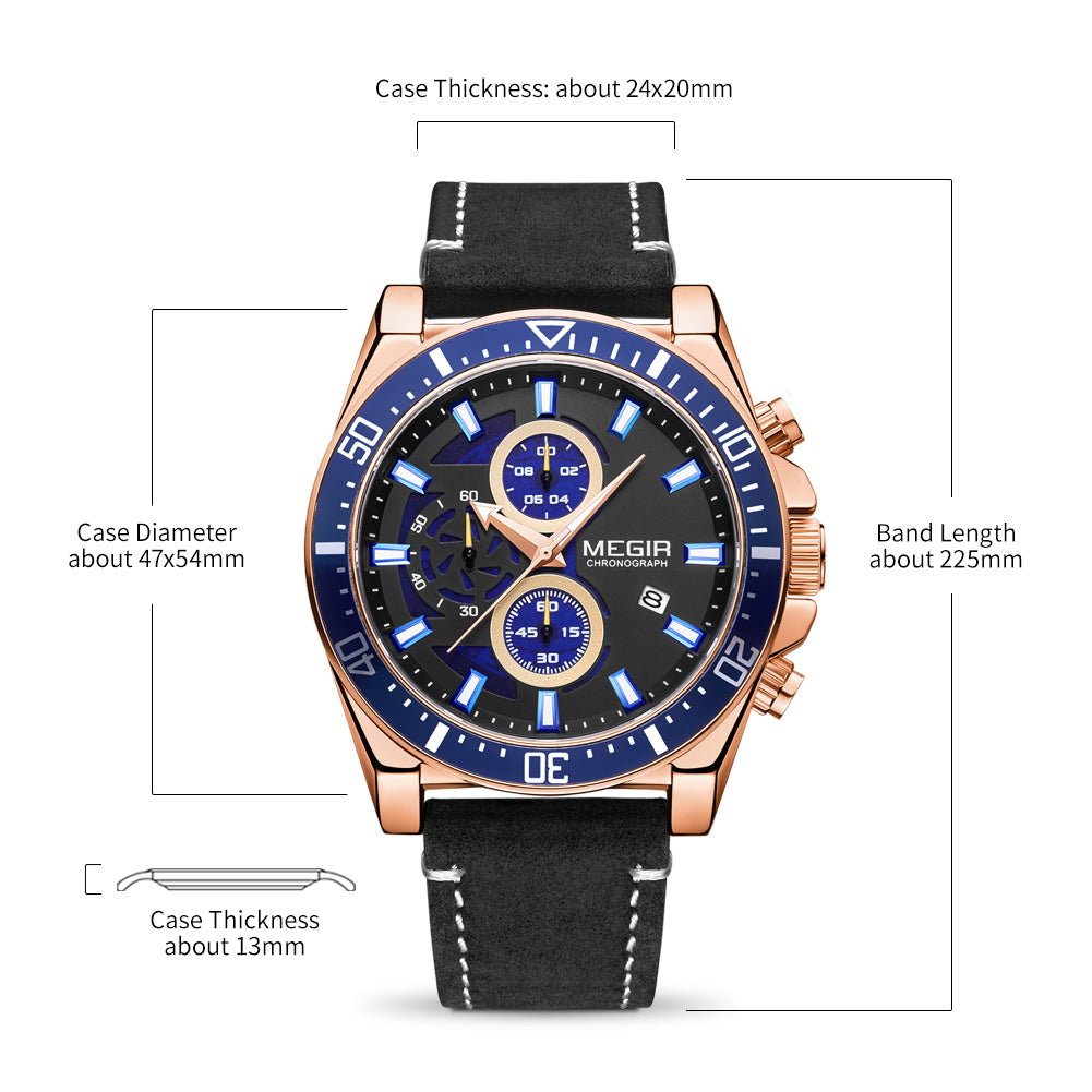 Fashion Watches for Men Leather Strap Sport Military Wristwatch Man Quartz Watch Waterproof Chronograph with Calendar 2132