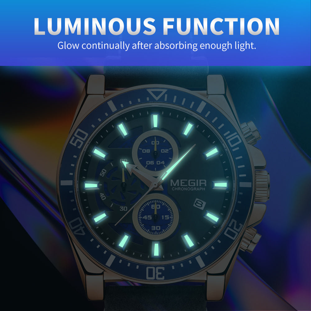 Fashion Watches for Men Leather Strap Sport Military Wristwatch Man Quartz Watch Waterproof Chronograph with Calendar 2132