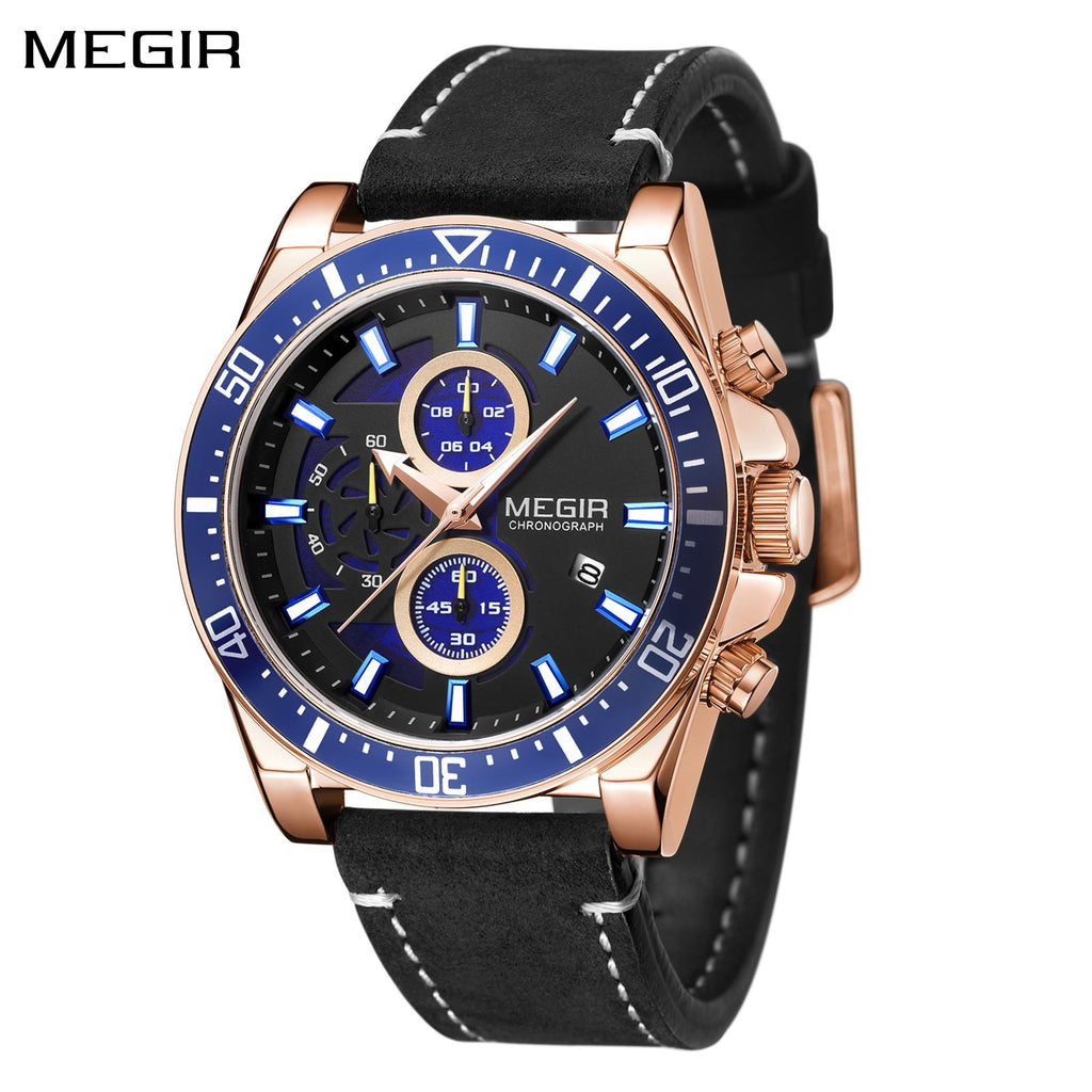 Fashion Watches for Men Leather Strap Sport Military Wristwatch Man Quartz Watch Waterproof Chronograph with Calendar 2132
