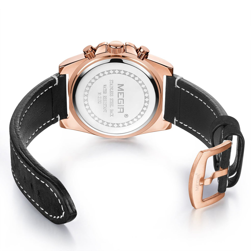 Fashion Watches for Men Leather Strap Sport Military Wristwatch Man Quartz Watch Waterproof Chronograph with Calendar 2132