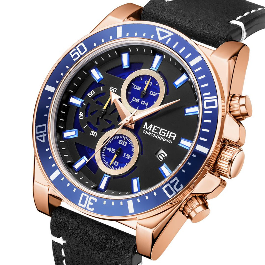 Fashion Watches for Men Leather Strap Sport Military Wristwatch Man Quartz Watch Waterproof Chronograph with Calendar 2132