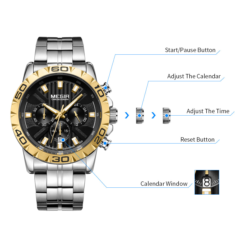 Mens Watches Top Brand Luxury Quartz Casual Wristwatch Date Clock Waterproof Wrist Watch Chronograph 2087