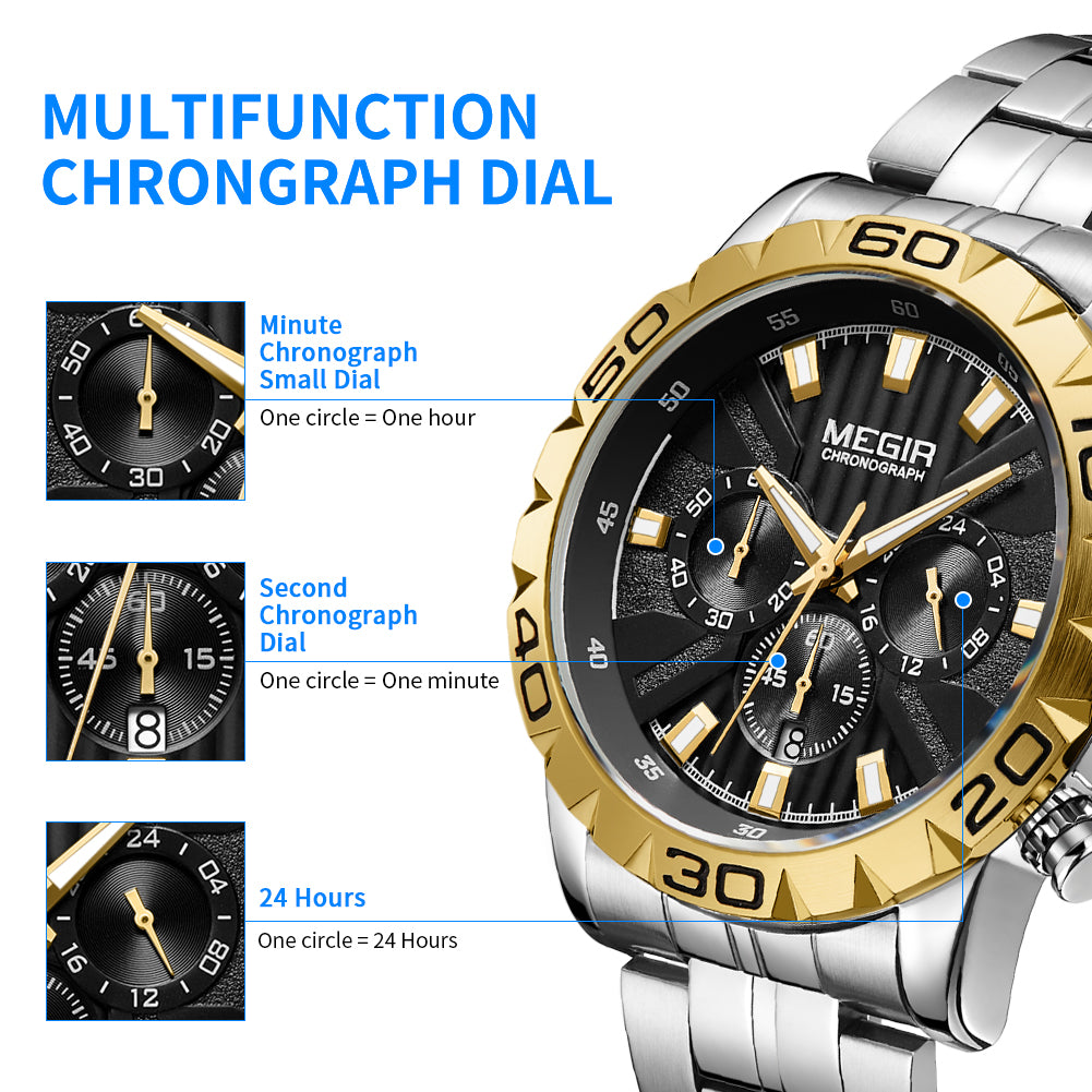 Mens Watches Top Brand Luxury Quartz Casual Wristwatch Date Clock Waterproof Wrist Watch Chronograph 2087