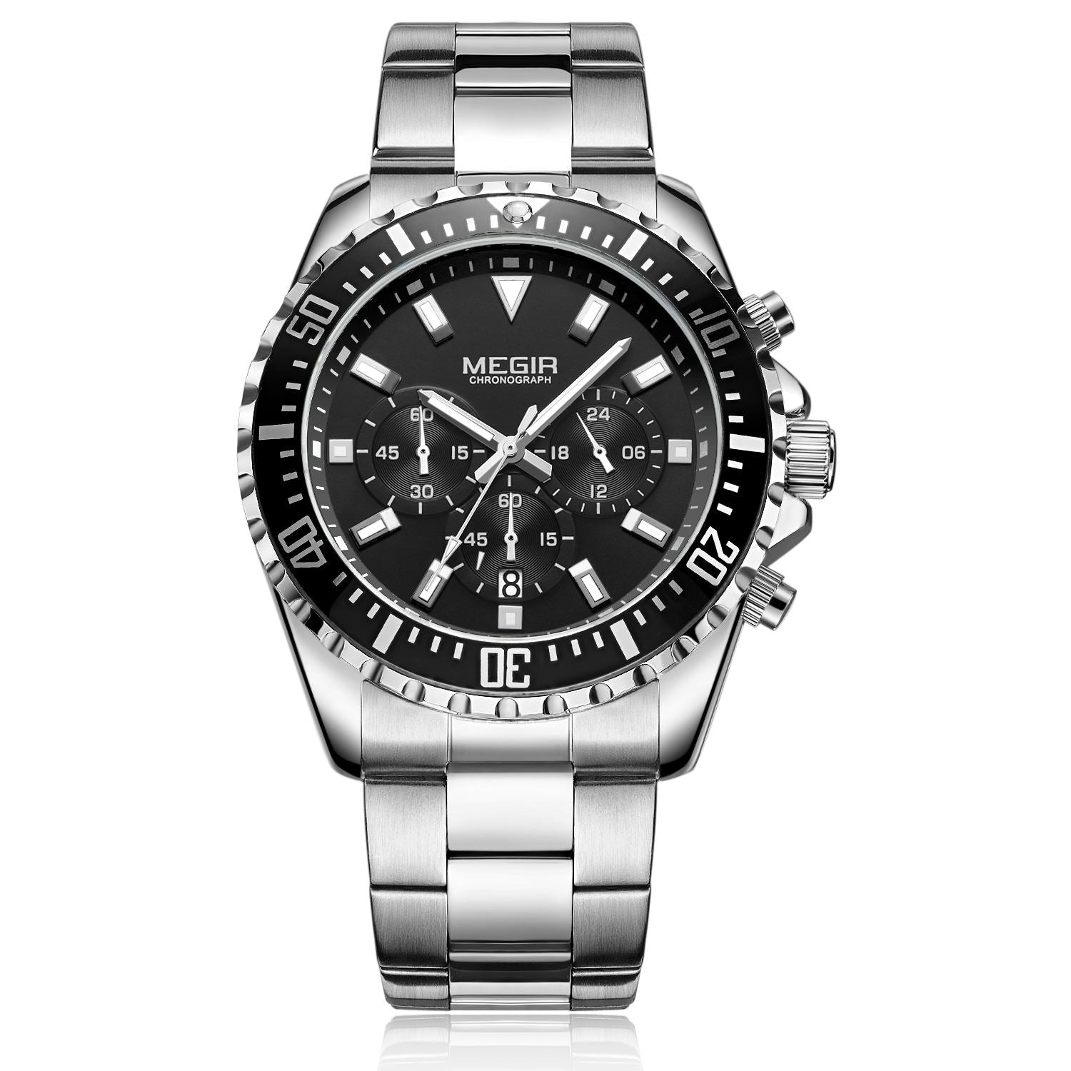 Luxury Men Business Quartz Watch Stainless Steel Bracelet Chronograph Male Military Wristwatch Clock Relogio Masculino 2064