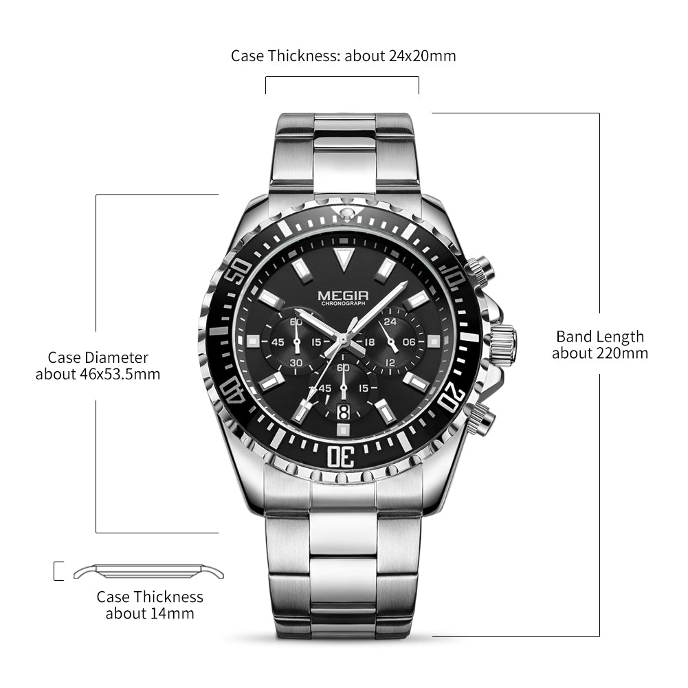 Luxury Men Business Quartz Watch Stainless Steel Bracelet Chronograph Male Military Wristwatch Clock Relogio Masculino 2064