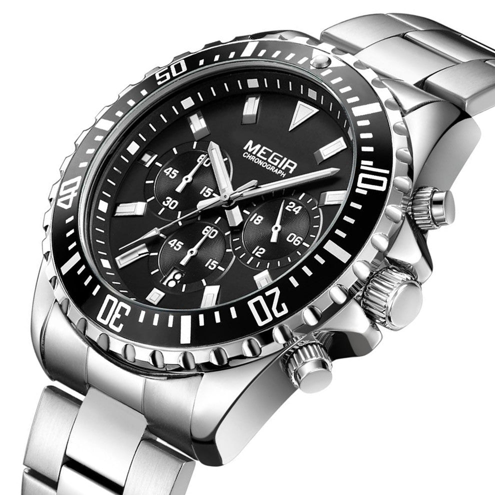 Luxury Men Business Quartz Watch Stainless Steel Bracelet Chronograph Male Military Wristwatch Clock Relogio Masculino 2064