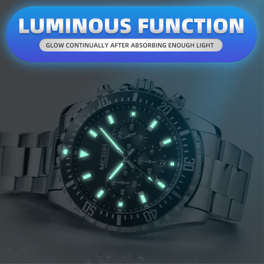 Luxury Men Business Quartz Watch Stainless Steel Bracelet Chronograph Male Military Wristwatch Clock Relogio Masculino 2064