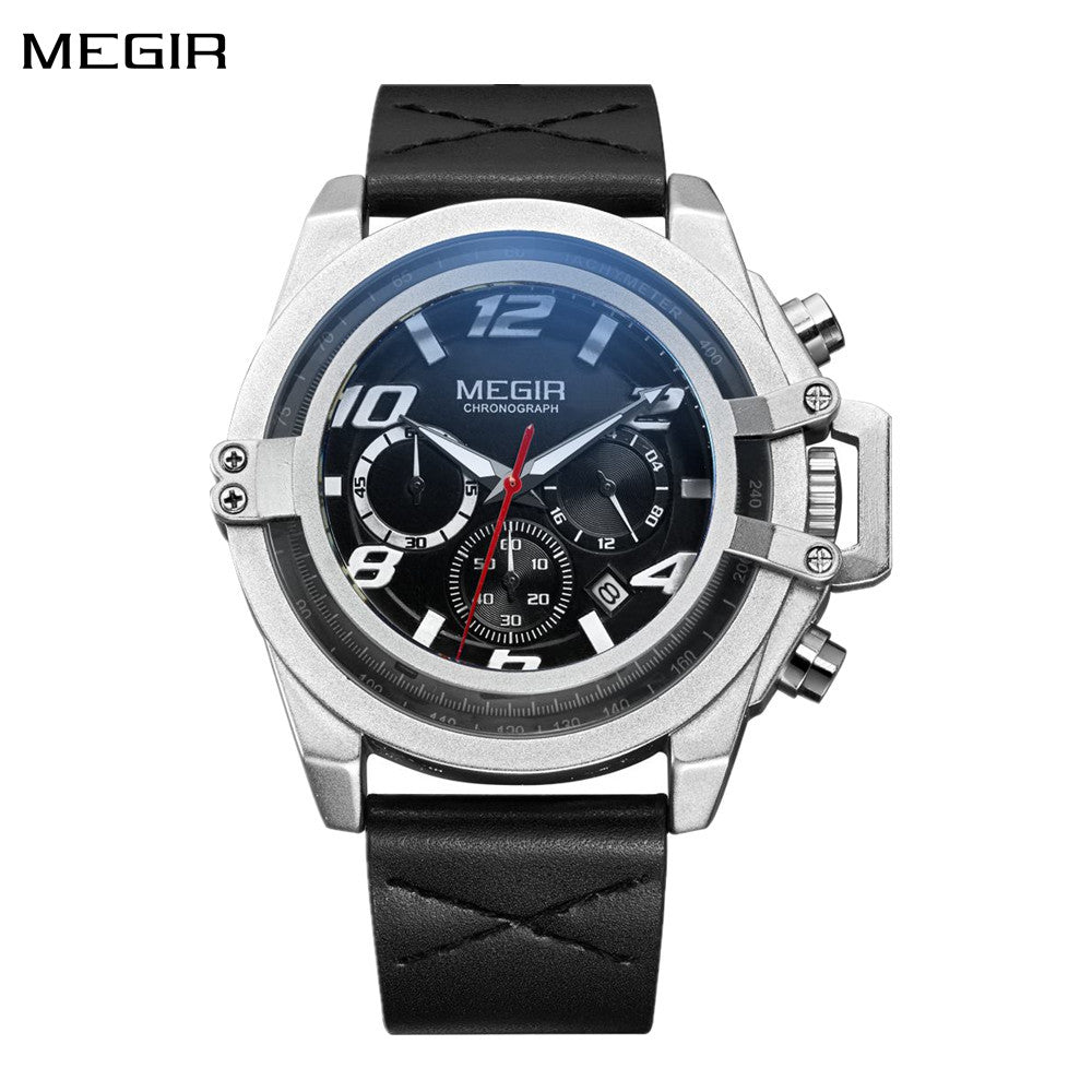 Men Watches Leather Strap Sport Watch Chronograph Waterproof Quartz Wristwatch Clock Relogio Masculino 2052
