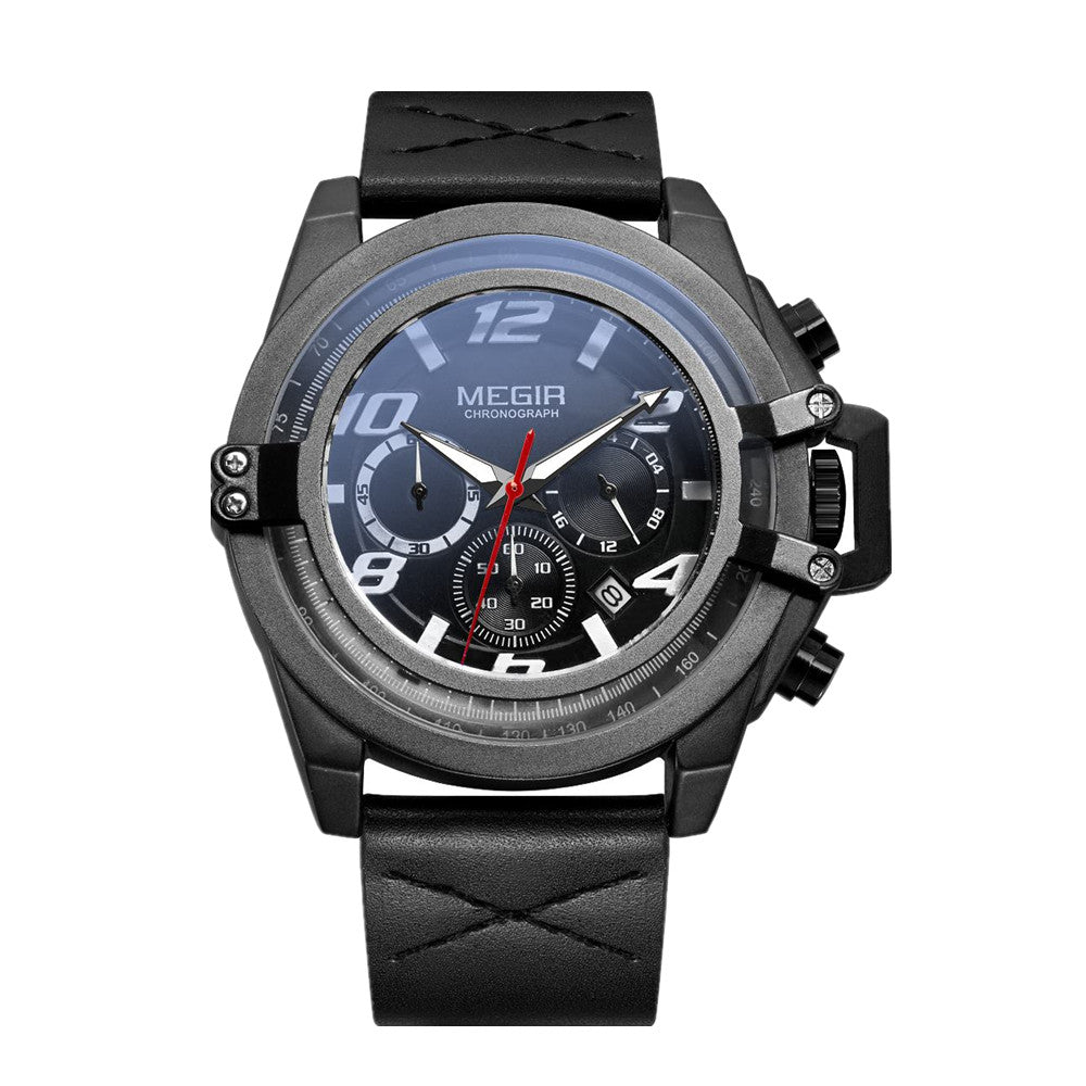 Men Watches Leather Strap Sport Watch Chronograph Waterproof Quartz Wristwatch Clock Relogio Masculino 2052