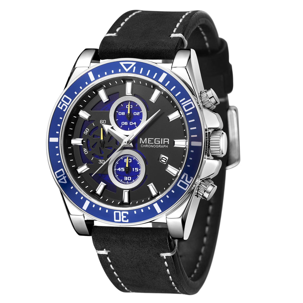 Fashion Watches for Men Leather Strap Sport Military Wristwatch Man Quartz Watch Waterproof Chronograph with Calendar 2132