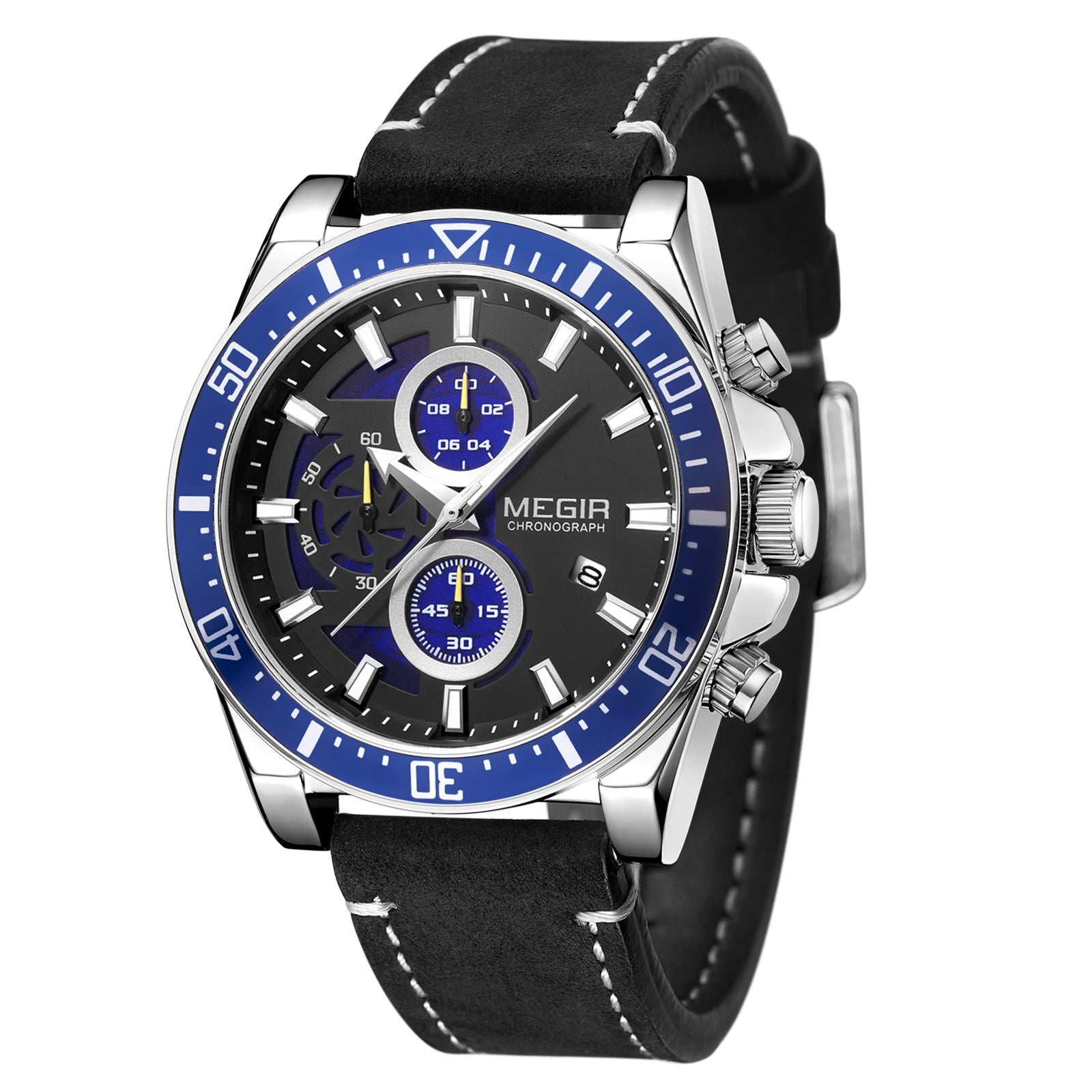 Fashion Watches for Men Leather Strap Sport Military Wristwatch Man Quartz Watch Waterproof Chronograph with Calendar 2132