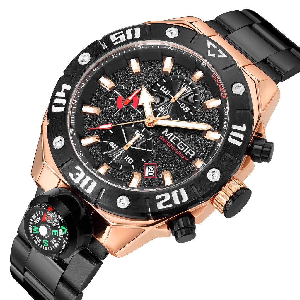Men  Watch Top Brand Luxury Business Quartz Watches Chronograph Stainless Steel Calendar Luminous Clock WristWatch Montre Homme 2219