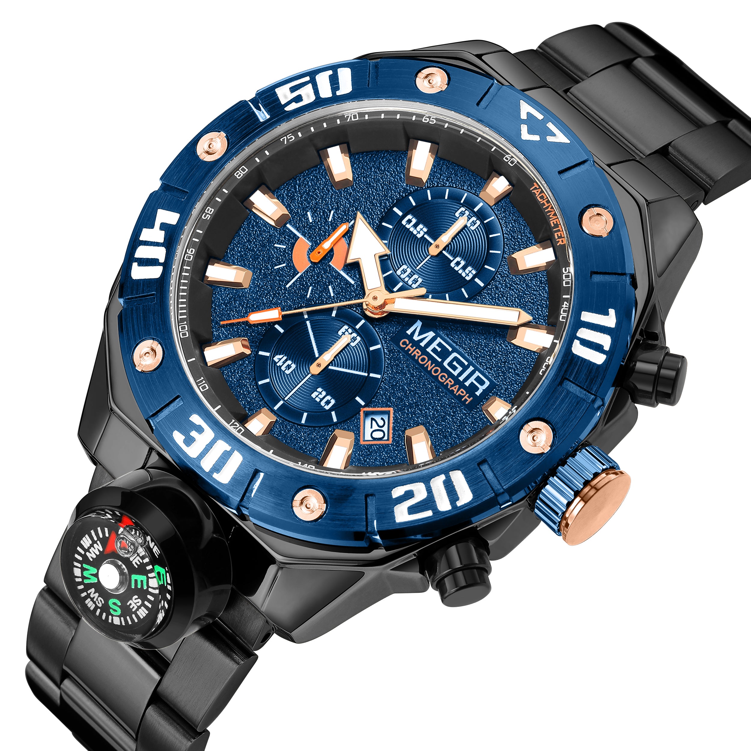 Men  Watch Top Brand Luxury Business Quartz Watches Chronograph Stainless Steel Calendar Luminous Clock WristWatch Montre Homme 2219