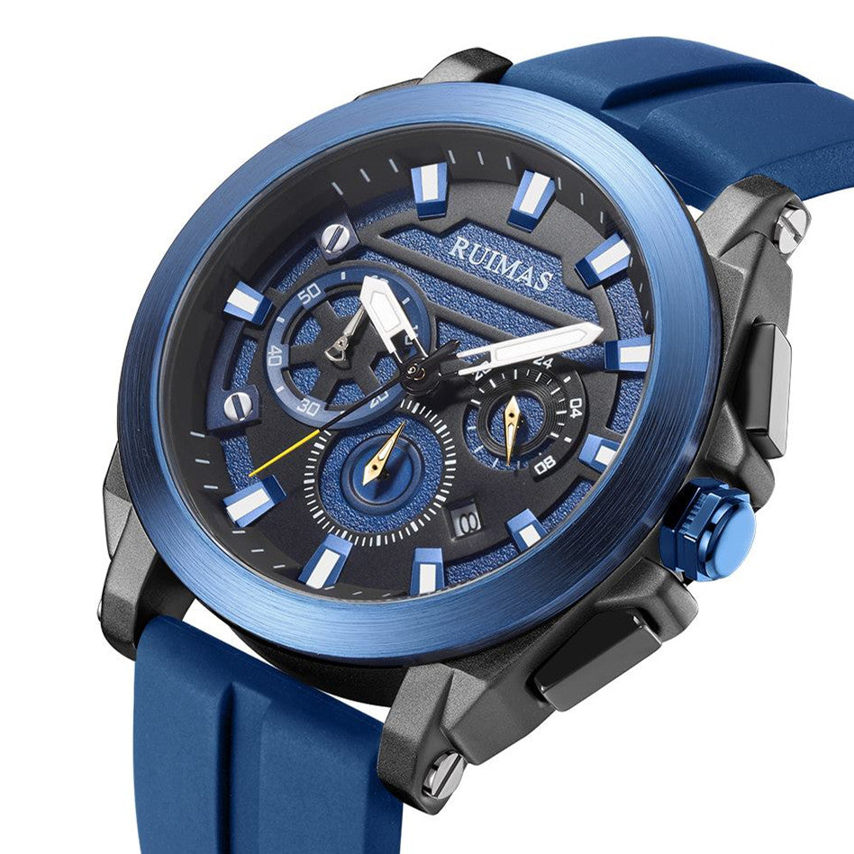 RUIMAS Relogio Masculino Luxury Silicone Band Large Dial Mens Sports Watch Waterproof Luminous Date WristWatch Quartz Clock 580
