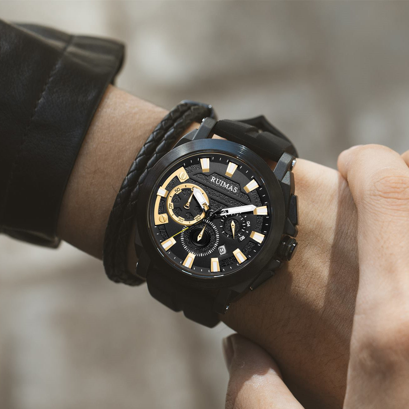 RUIMAS Relogio Masculino Luxury Silicone Band Large Dial Mens Sports Watch Waterproof Luminous Date WristWatch Quartz Clock 580