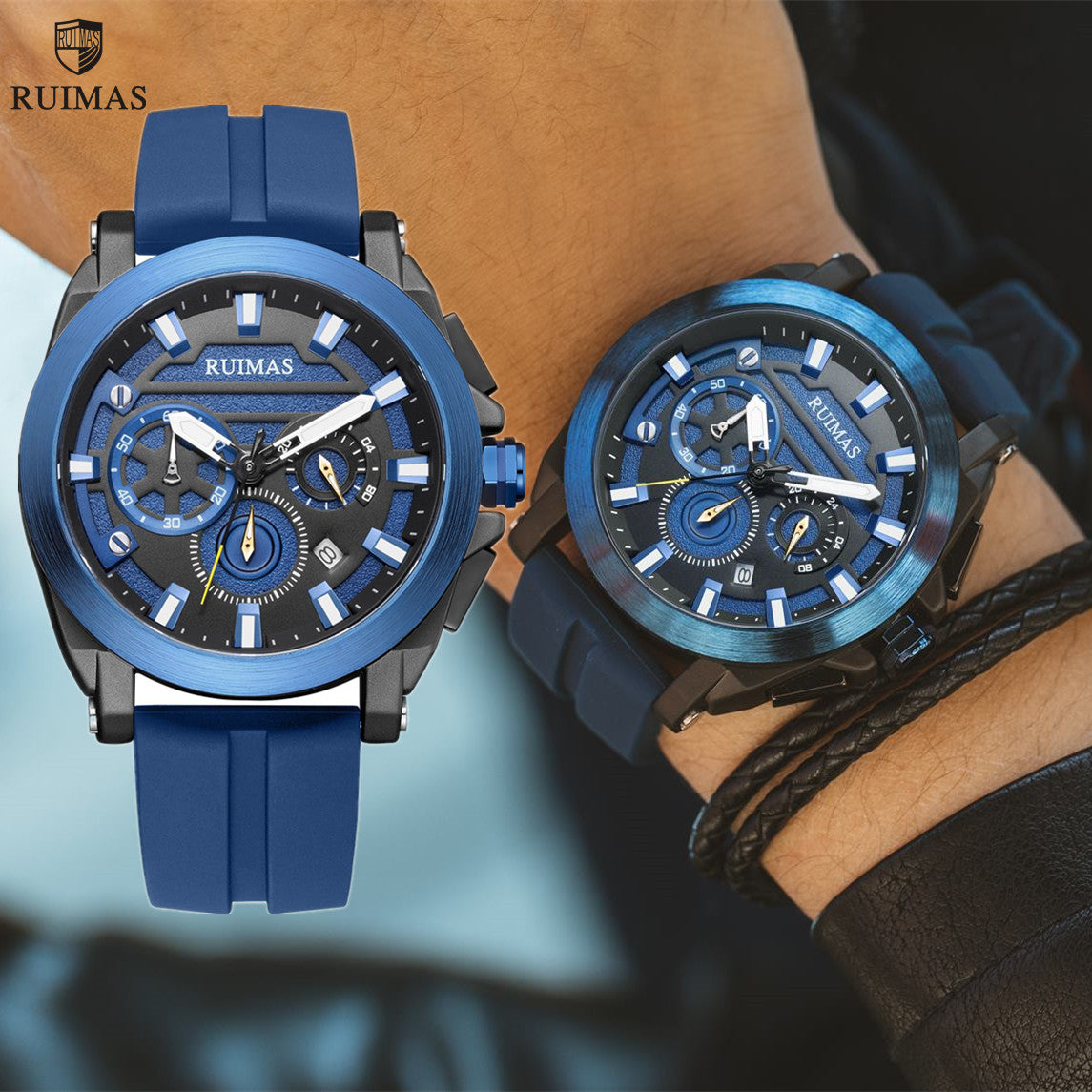 RUIMAS Relogio Masculino Luxury Silicone Band Large Dial Mens Sports Watch Waterproof Luminous Date WristWatch Quartz Clock 580