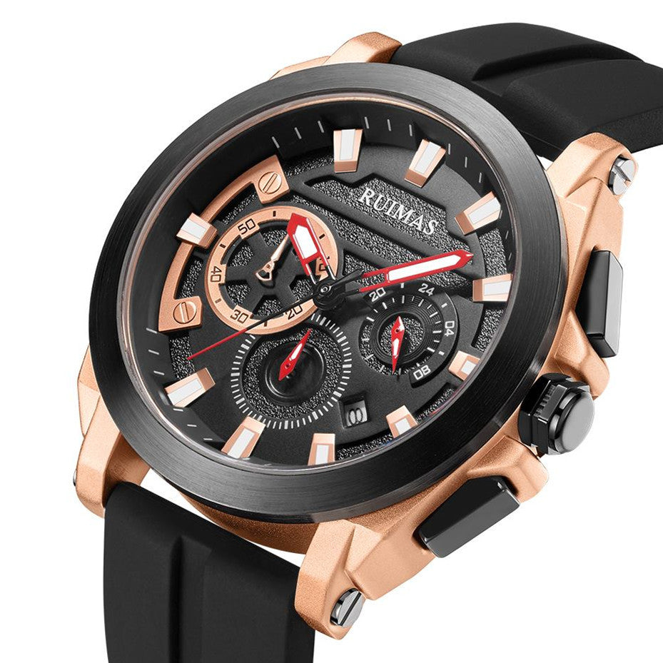 RUIMAS Relogio Masculino Luxury Silicone Band Large Dial Mens Sports Watch Waterproof Luminous Date WristWatch Quartz Clock 580