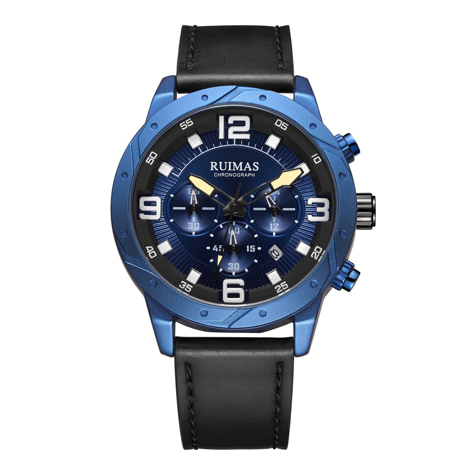 Men Quartz Watch Leather Sport Military Wristwatch Waterproof Clock with Auto Date 595
