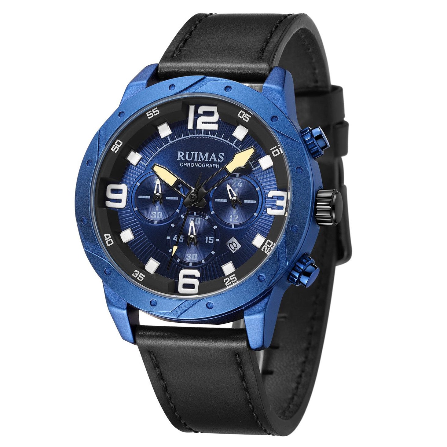 Men Quartz Watch Leather Sport Military Wristwatch Waterproof Clock with Auto Date 595