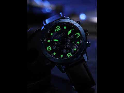 Men Quartz Watch Leather Sport Military Wristwatch Waterproof Clock with Auto Date 595