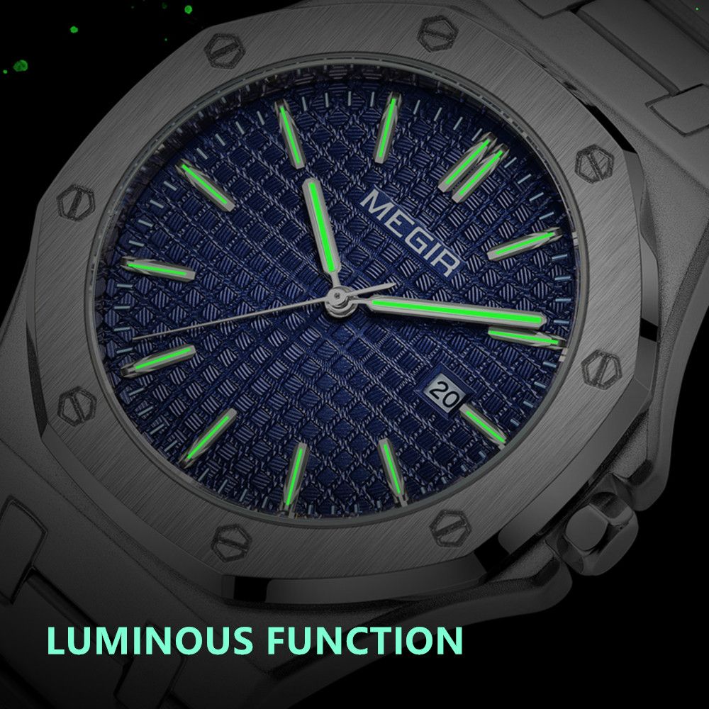 Stainless Steel Bracelet Watch for Men Luxury Business Casual Watches Waterproof Calendar Quartz Wristwatch Men Gift Clock 1085